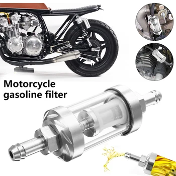Universalus 8 mm motociklų degalų filtras Benzino inline automobilių degalų filtras Aliuminio lydinio alyvos separatorius dviračių moto priedams