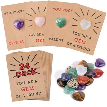 Valentino dienos dovanos 24 pakuotės Valentino atvirukai Širdies formos kristalai Dovanos vaikams - Valentino dovanų mainai