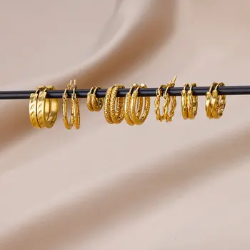 Vintažiniai apvalūs auskarai moterims Apvalus apskritimas Nerūdijančio plieno auskarai 2023 Madinga Vestuvių papuošalų naujiena aretes