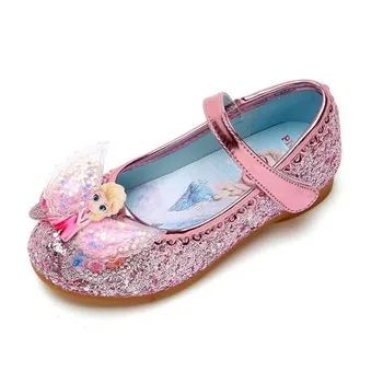 Šaldyta Elsa Princesė Vaikai Odinės basutės Merginos Lankas Laisvalaikio batai blizga Vaikų plokščiabačiai Sandalai Drugelio mazgas Mergaičių batai