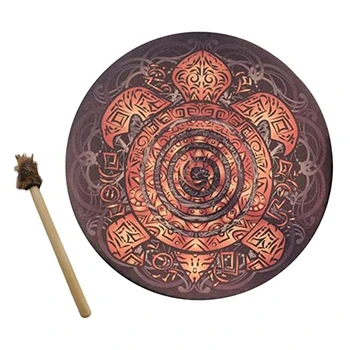 šamaniški būgnai 10 colių medžio dekoratyvinis dizainas su būgnų lazdelėmis Instrumentinė šamanų alchemija Mėnulio būgnas dvasinei muzikai